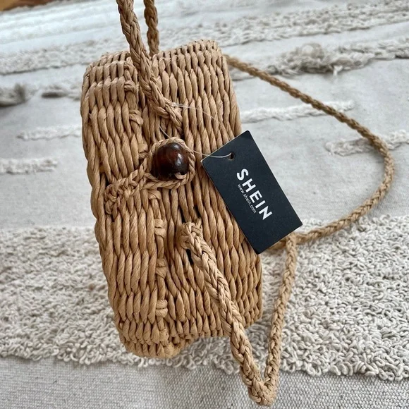 STRAW ROUND CROSSBODY BAG  WITH TOP HANDLE - Picture 13 of 14